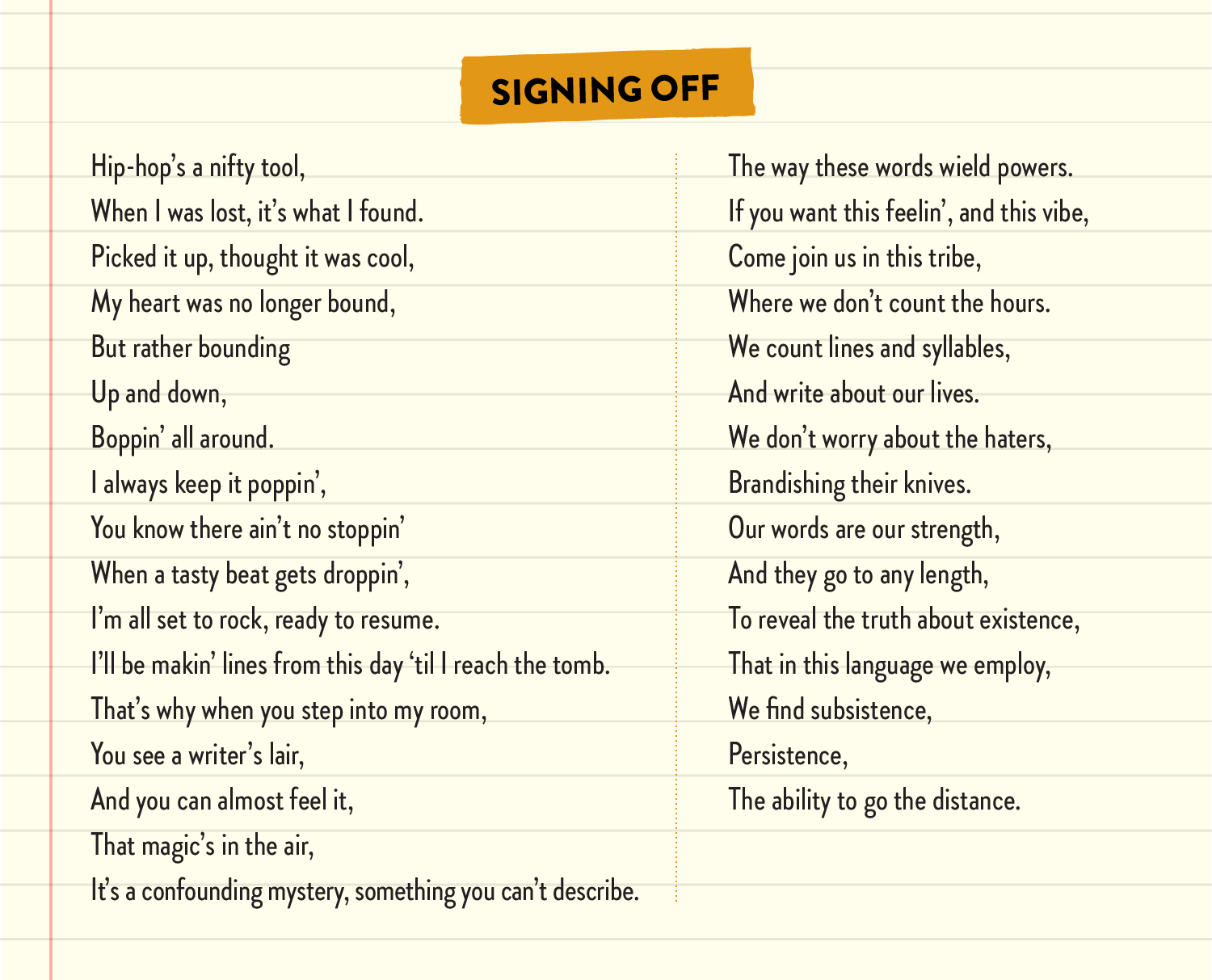 Rap written by Paul Weatherford about the power of rap, writing, and language.